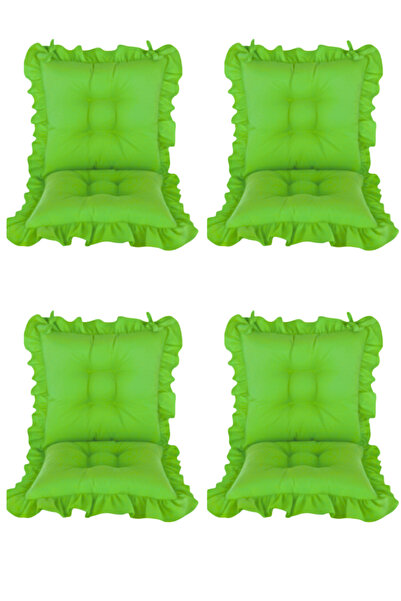 MoMMe Sırtlı Saçaklı Sandalye Minderi 45x45 Cm Yeşil Renk