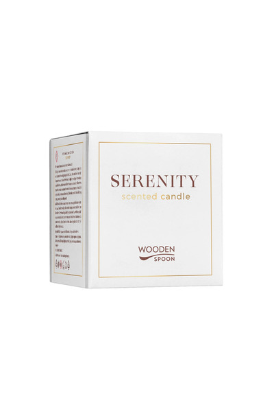 Wooden Spoon Lumanare naturala cu flori albe Serenity, 200g,