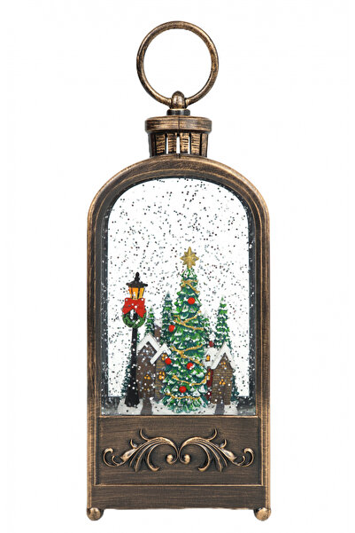 OEM Felinar muzical decorativ, Tip Case si Brazi, cu LED, cu zapada, pe bater...