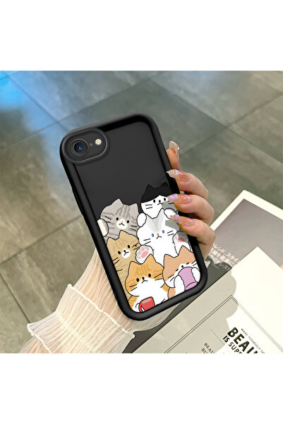 Hontinga iPhone 7/8/SE 2020 2022 Uyumlu Sevimli kediler Düşüme önleyici Yumuş...
