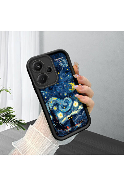 ucuc Xiaomi Redmi Note 13 Pro Plus+ 5G Uyumlu Siyah Silikon Kedi Desenli Şok ...