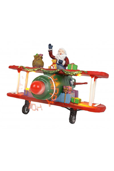 OEM Decoratiune Avion de Craciun, cu lumini, muzical, pe baterii si USB
