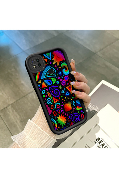 ucuc Xiaomi Redmi 9C Uyumlu Siyah Silikon Graffiti Desenli Lens Koruma Telefo...
