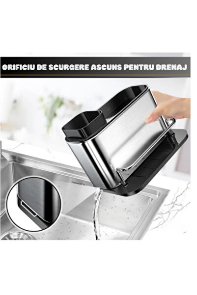 OEM Stainless steel sink organizer with detergent dispenser, utensil holder and drip tray