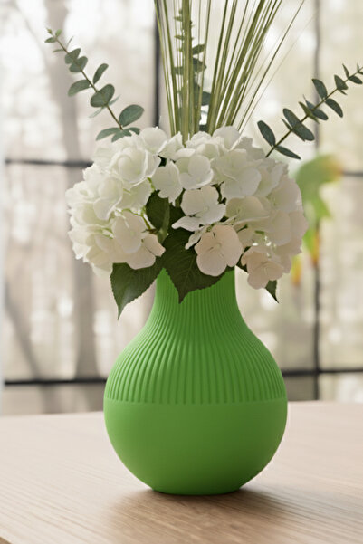 MEK Vază din plastic cu design elegant, cu linii minimaliste, verde (20x16,5cm)