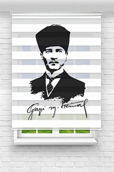 Perdecizade (ENXBOY)MUSTAFA KEMAL ATATÜRK DİJİTAL BASKILI ZEBRA PERDE-COCUK ODASI-STOR PERDE