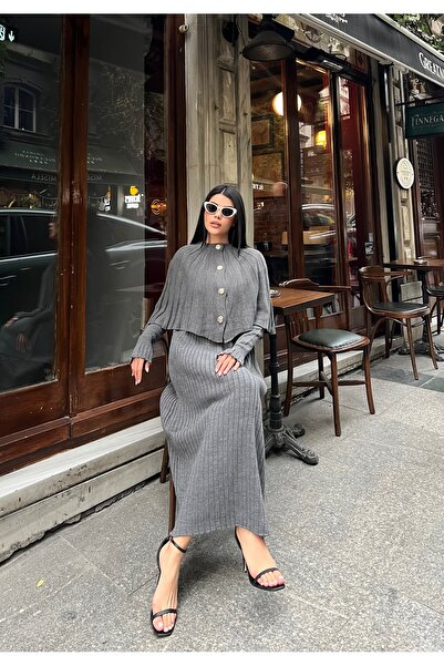 TOFAN TRİKO Double Set with Cape Detail