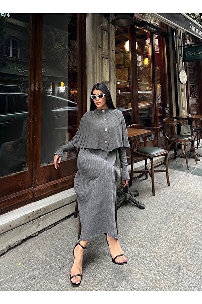 TOFAN TRİKO Double Set with Cape Detail