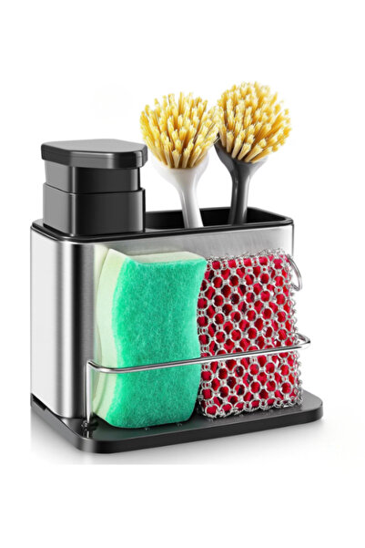 OEM Stainless steel sink organizer with detergent dispenser, utensil holder and drip tray