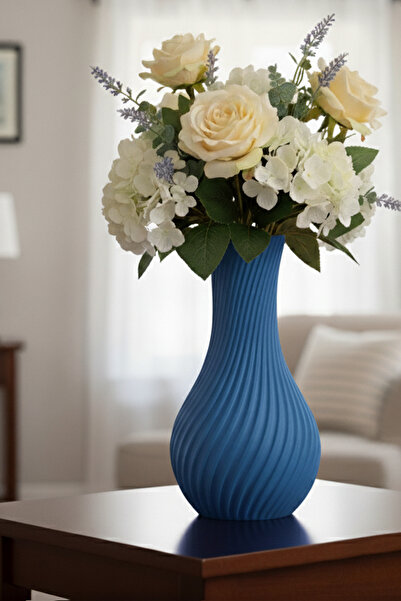 MEK Vază modernă cu linii spiralate albastre (20x11cm)