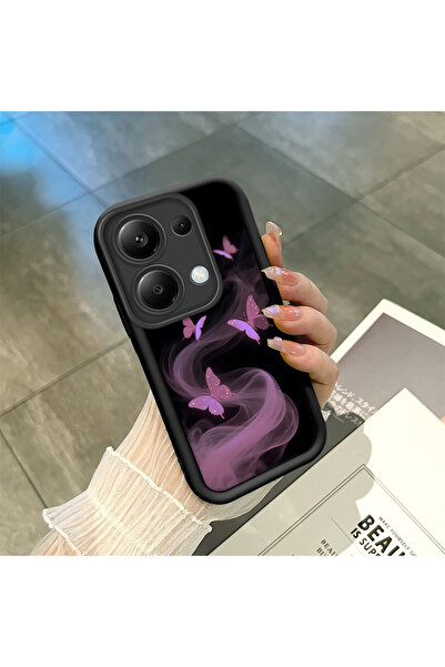 ucuc Redmi Note 13 Pro 4G Uyumlu Siyah Silikon Sevimli Kelebek Desenli Lens K...