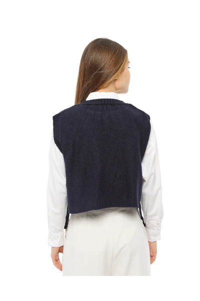 bmd Women's Adjustable Patterned Side Tie Knitwear Sweater