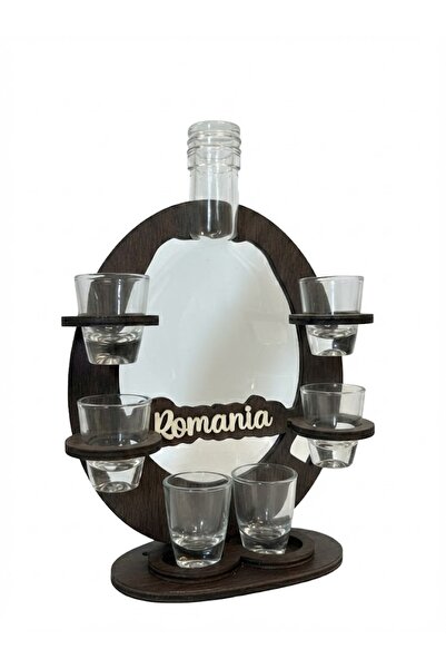 OEM Glass shot glasses, Set of 6 glasses with wooden horseshoe-shaped stand, Rustic design