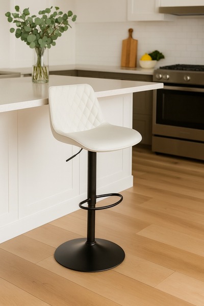 NZONE STORE كرسي بار قابل للتعديل مع مسند للقدمين - كرسي دوار عصري