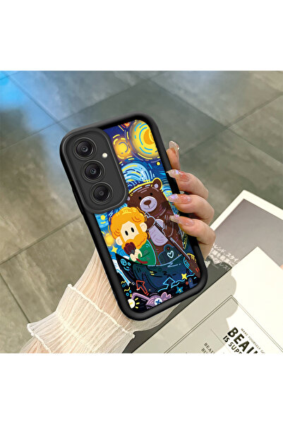 ucuc جراب هاتف سامسونج جالاكسي A25 متوافق مع السيليكون الأسود بنمط ليلة النجو...