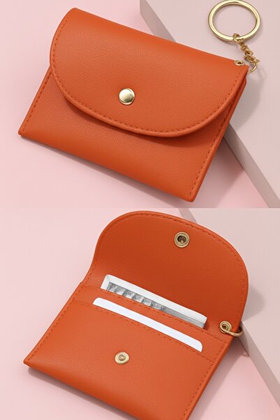 Defnella Mini Credit Card Holder Wallet with Double Compartment and Keychain 10X7 cm