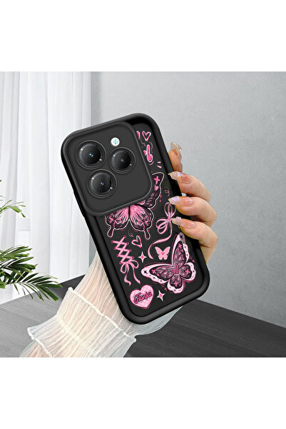 ucuc حافظة هاتف من السيليكون الأسود المتوافق مع Infinix Hot 40 مع نمط فراشة ل...