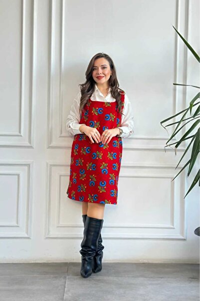 My-o Square Neck Salopet Jile Flannel Dress