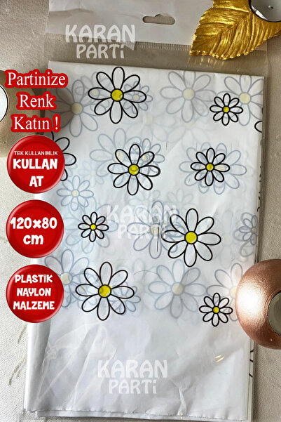 karanca parti süs Daisy Themed Tablecloth Disposable Plastic for Birthday Party