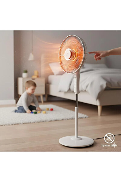 Primo Plus Powerful 1200W carbon ceramic heater, safe and quiet, with adjustable height.