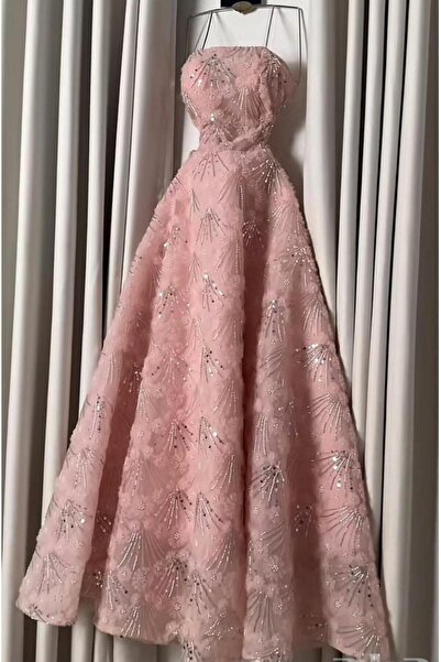 ELHAM FASHION Pink evening dress with hand embroidery