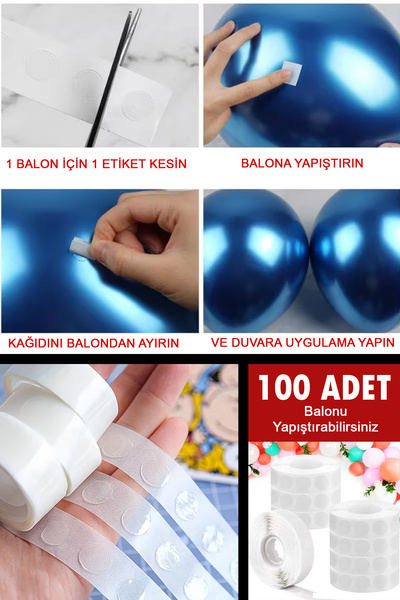 karanca parti süs 100 Pieces Balloon Adhesive Tape Double-Sided Tape Balloon ...