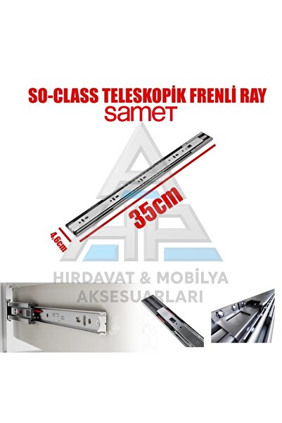 SAMET SO Class 46 mm Tam Açılım Frenli 35 cm Teleskopik Çekmece Rayı Takımı