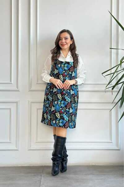 My-o Square Neck Salopet Jile Flannel Dress