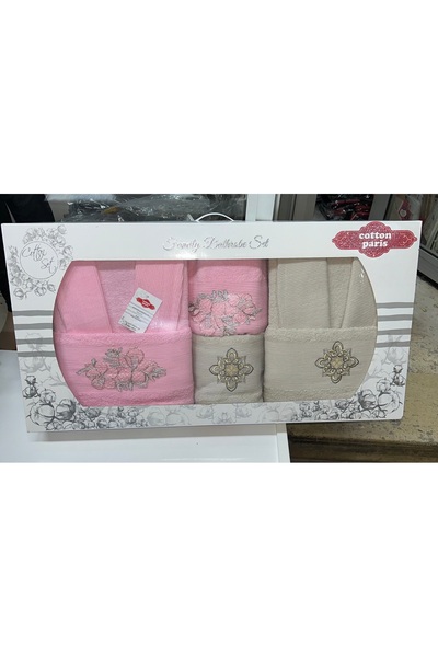 Cotton paris Çeyizlik Çift Kişilik Bornoz Seti