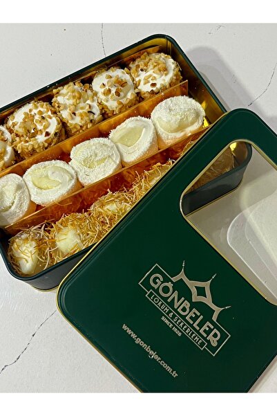 Gönbeler Karışık Kaymaklı Lokum Pencereli Teneke Premium Kutu 450 GR