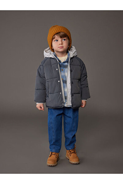 LC Waikiki Ozmarka New Season Gray Water Repellent Baby Boy Inflatable Coat