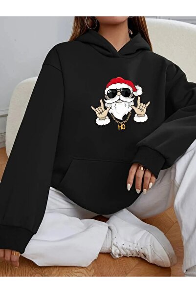 ship master Hanorac unisex negru supradimensionat cu glugă bumbac 100% 3 Thre...