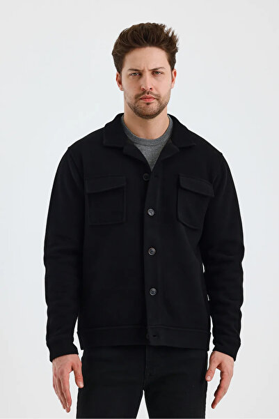 Wellalux Men's Shirt Collar Long Sleeve Cardigan