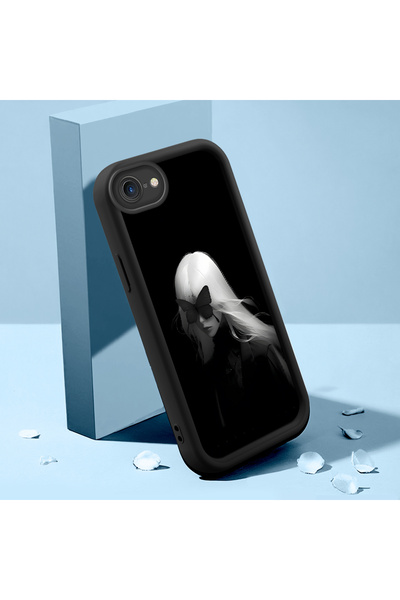 ucuc حافظة هاتف من السيليكون الأسود المتوافقة مع هاتف iPhone SE 2020 بنمط الر...