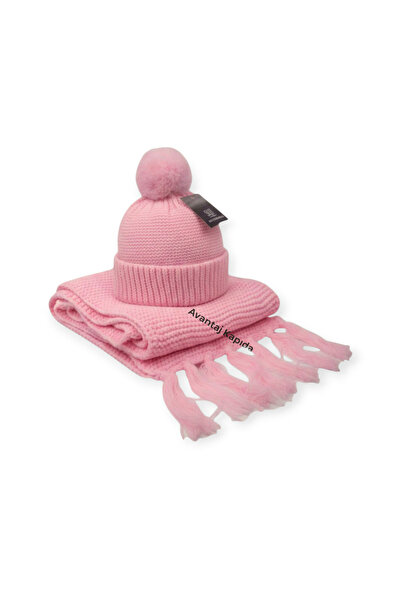 Mustran Syt Premium Stylish Pom-Pom Women's Scarf and Beanie Set | Wool Textured Thick Knitted Winter Suit