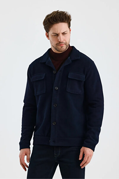 Wellalux Men's Shirt Collar Long Sleeve Cardigan