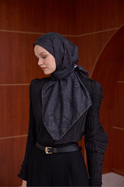 İpekhan Μαλακό κασκόλ Winter Bloom 1243 Ανθρακί