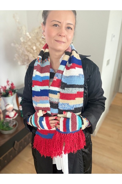 PURPLE'S BİR TUTAM MUTLULUK Handmade Design Scarf Glove Set / Gift