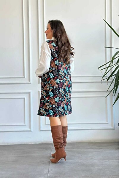 My-o Square Neck Salopet Jile Flannel Dress