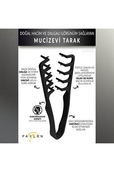 PAYLEN Mucizevi 3'lü Tarak Seti Saç Şekillendirme Tüm Saçlar İçin