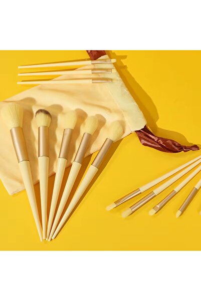 Lotravia مجموعة فرش المكياج / مجموعة فرش خاصة مكونة من 13 قطعة باللون الأصفر