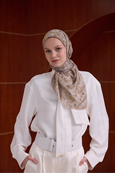 İpekhan Winter Bloom Soft Scarf 1243 Milky Brown