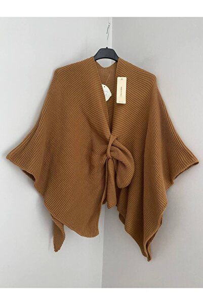 AYASOFYA OTANTIK Women's Italian Cappuccino Knitwear Poncho