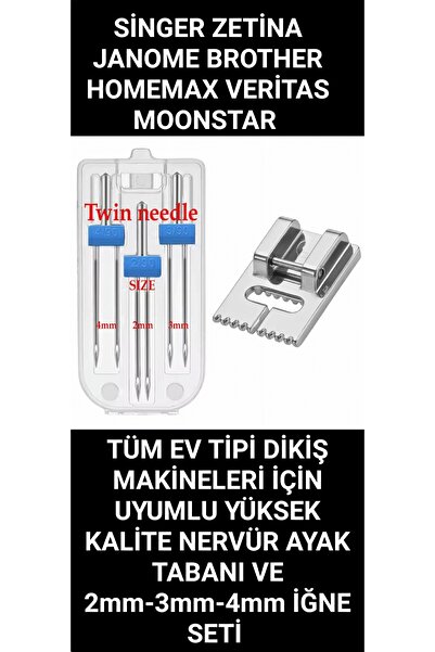Swart Zetina singer Janome Brother nervür ayak tabanı ve çift iğne ayak seti ...