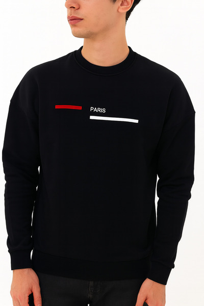 shi dumanlar giyim Unisex Paris Horizontal K/B Stripe με τύπωμα oversized Φού...