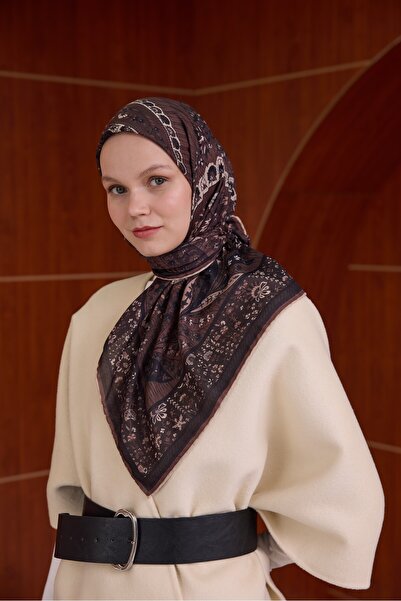 İpekhan Winter Bloom Soft Scarf 1242 Brown