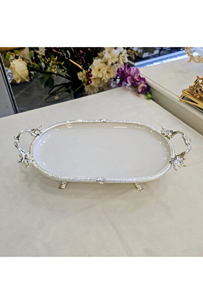 MaviDamla 1 Piece Oval Porcelain with Cast Edge Frame 25*15 Silver