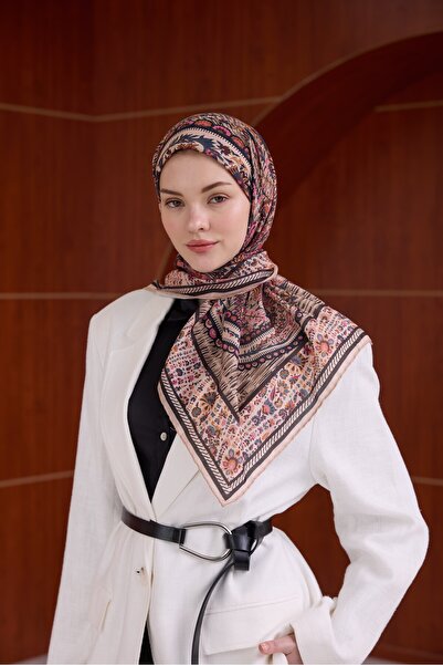 İpekhan Winter Bloom Soft Scarf 1242 Milky Brown