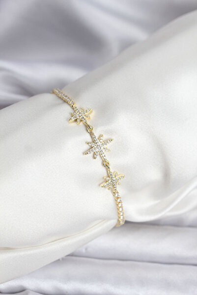 Skygo Kutup Yıldızı Model Zirkon Taşlı Gold Renk Su Yolu Kadın Bileklik - TJ-...