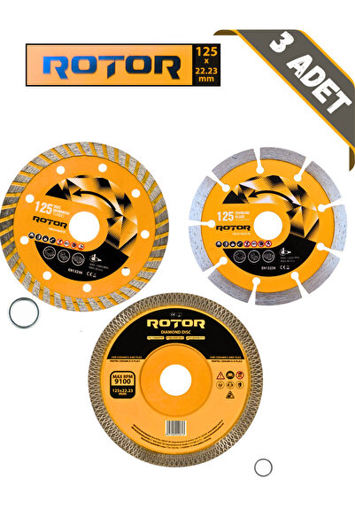 Rotor 3'lü Disk seti 125x22,23 Seramik Kesme Set 3 parça